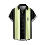 Shirts For Men Male Summer Print Plus Size Short Sleeve Turn Down Collar Button Down Blouse Shirt